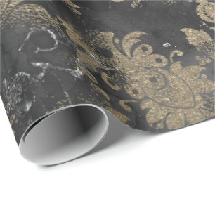 Gray Gray Sepia Black Floral Grungy Hütte Geschenkpapier