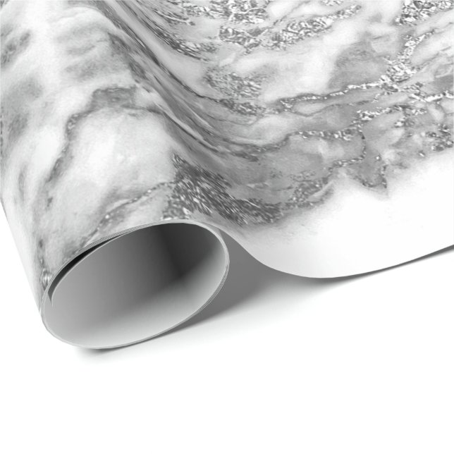 Gray Gray Silver White Marble Shiny Glam Geschenkpapier (Rolleneckpunkt)