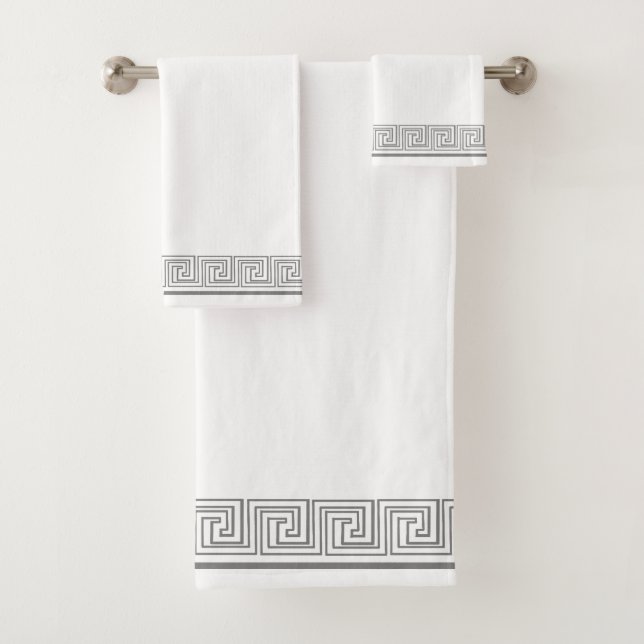 Gray Grecian Frieze Design Badhandtuch Set (Insitu)