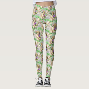 Gray Green Cherubs Leggings