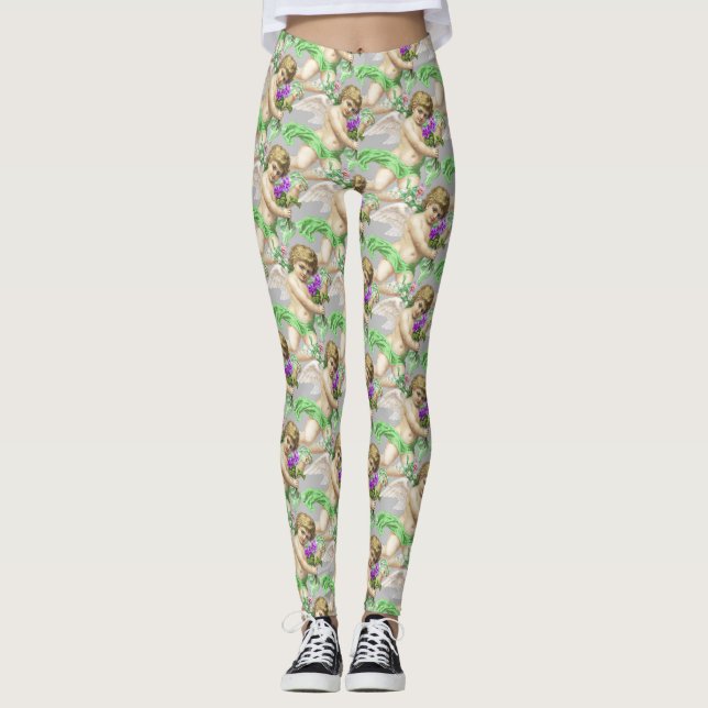 Gray Green Cherubs Leggings (Vorderseite)