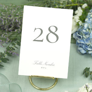 Gray Green Classic Elegant Calligraphy Wedding Tischnummer