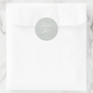 Gray Green Elegant Script Wedding Vielen Dank Runder Aufkleber