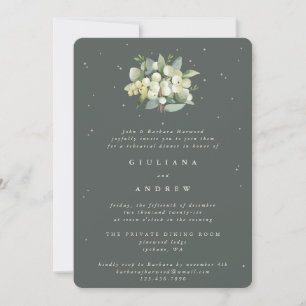 Gray Green Snowberry+Eucalyptus Wedding Probe Einladung