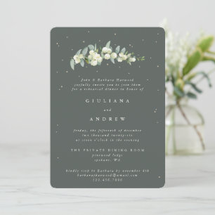 Gray Green Snowberry+Eucalyptus Wedding Probe Einladung