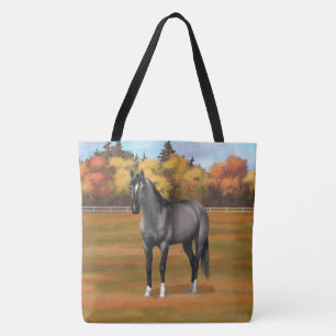 Gray Grulla Quarter Horse im Herbst Weideland