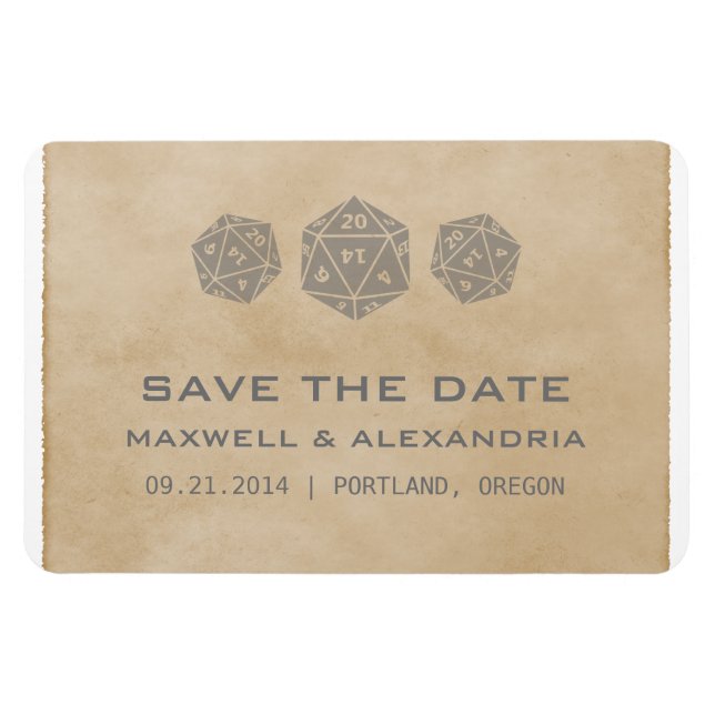 Gray Grunge D20 Dice Gamer Speichern Sie das Date  Magnet (Horizontal)
