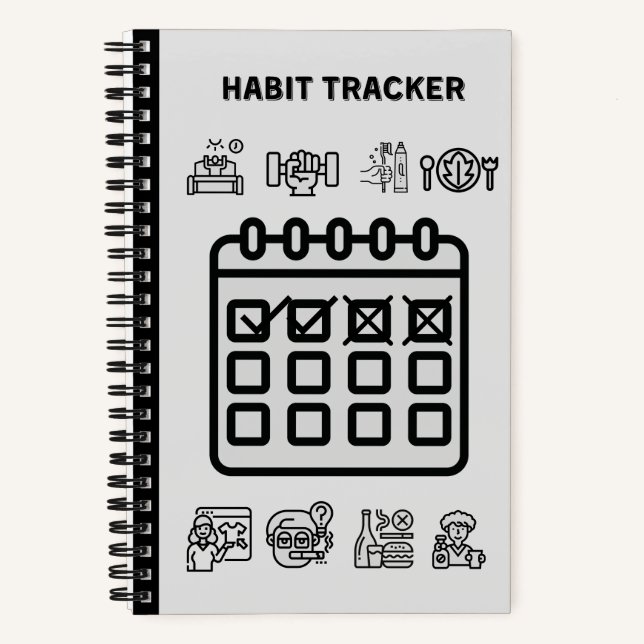 GRAY HABIT TRACKER NOTEBOOK NOTIZBUCH (Vorderseite)