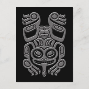 Gray Haida Spirit Tree Frog auf Schwarz Postkarte