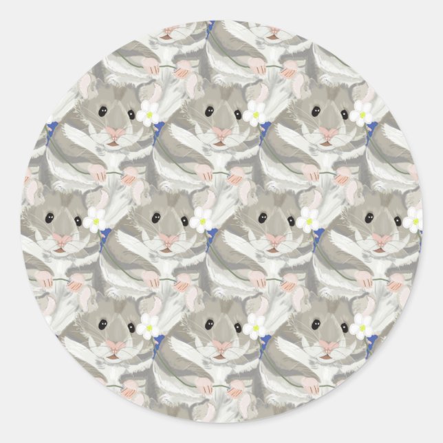 Gray Hamster Pattern Runder Aufkleber (Vorderseite)