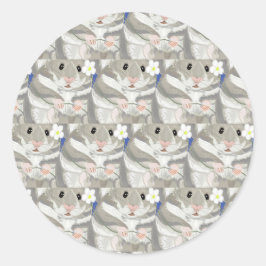 Gray Hamster Pattern Runder Aufkleber