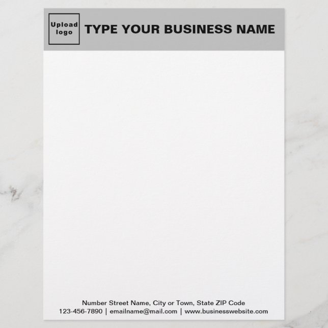 Gray Header and Black Text Footer on Business Lass Briefbogen (Vorderseite)