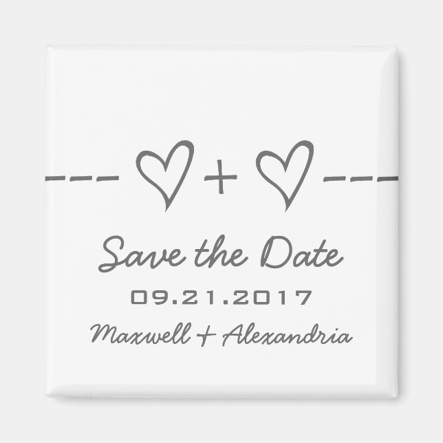 Gray Heart Equation Save the Date Magnet (Vorne)