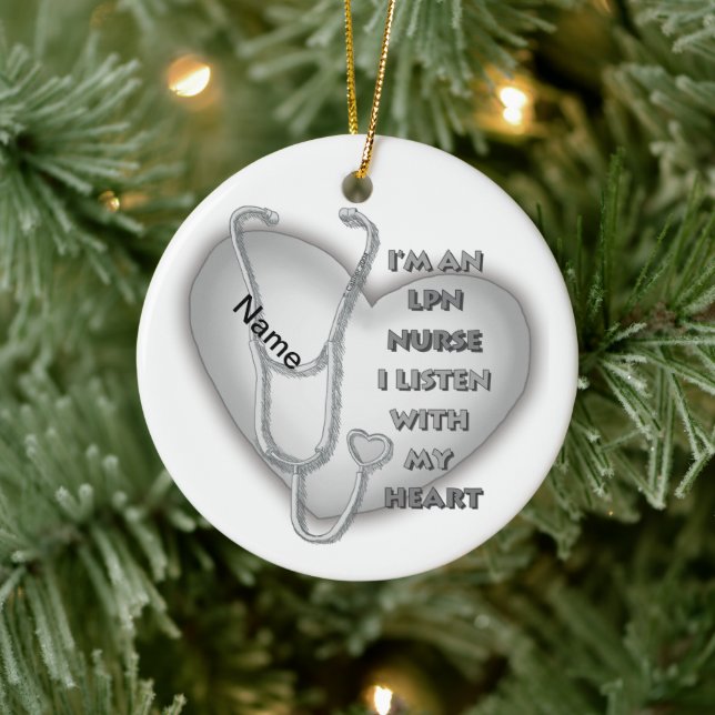 Gray Heart LPN Nurse Keramik Ornament (Baum)