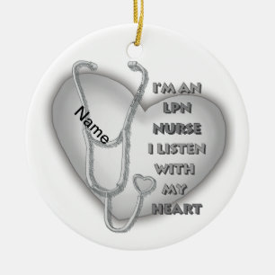 Gray Heart LPN Nurse Keramik Ornament
