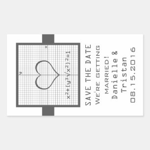 Gray Heart Mah Graph Save the Date Stickers