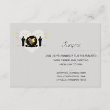Gray Heart Male Wedding | Empfang Card