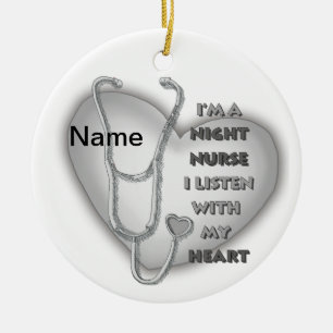Gray Heart Night Nurse Keramik Ornament