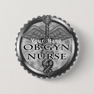 Gray heart ObGyn Nurse Button