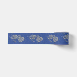 Gray Hearts, Blue Jean Background, Ribbon Ripsband