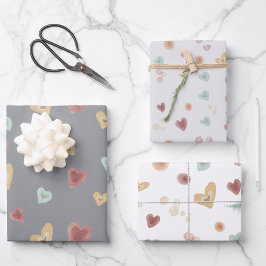 Gray Hearts | Wrapping Paper Geschenkpapier Set