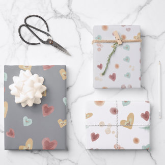 Gray Hearts | Wrapping Paper Geschenkpapier Set