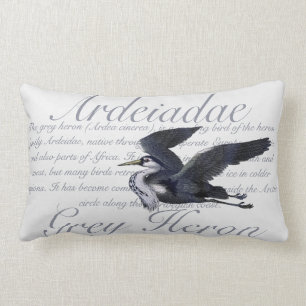 Gray Heron Bird Lumbar Kissen