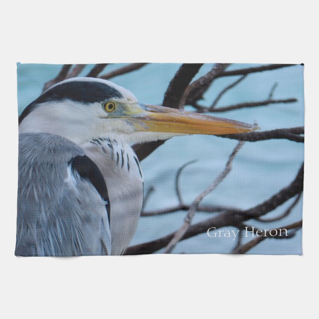 Gray Heron Geschirrtuch (Horizontal)