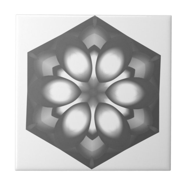 Gray Hexagon Blume Fliese (Vorderseite)
