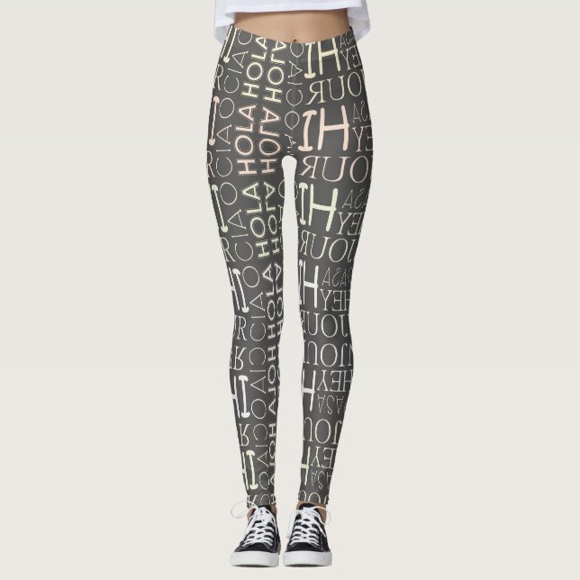 Gray Hi Hola Bonjour Ciao Hallo Leggings (Vorderseite)