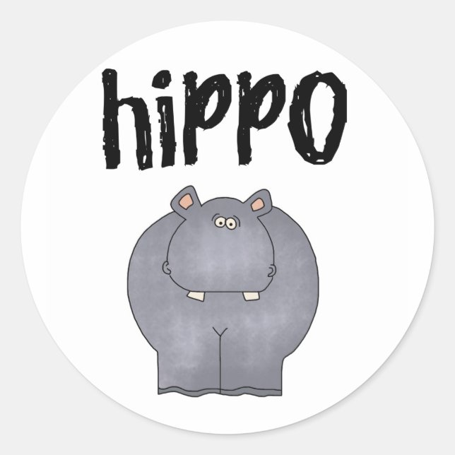 Gray Hippo Runder Aufkleber (Vorderseite)