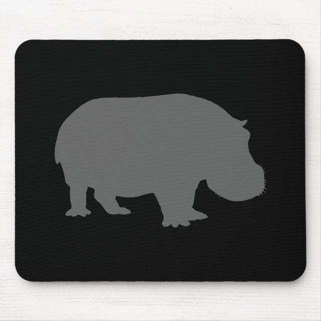 Gray Hippo Silhouette Mousepad (Vorne)