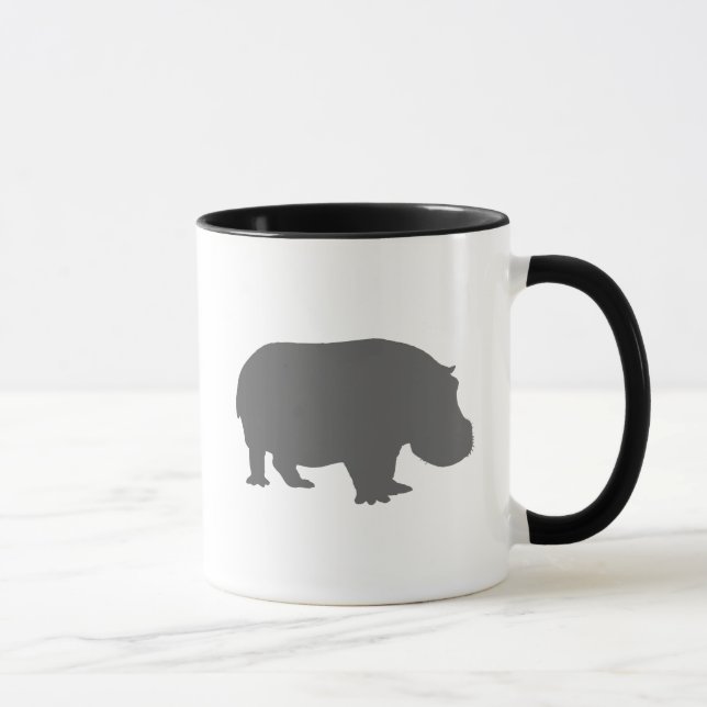 Gray Hippo Silhouette Tasse (Rechts)