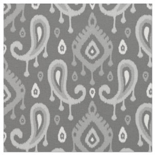 Gray Ikat Paisley Stoff