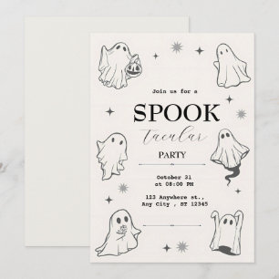 Gray Illustrative Ghost Halloween-Party Einladung