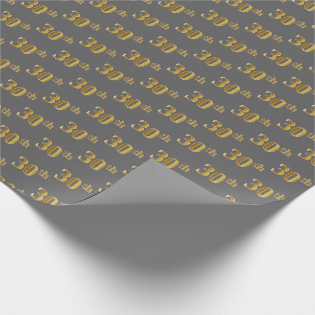 Gray, Imitate Gold 30. (30.) Event Geschenkpapier (Ecke)