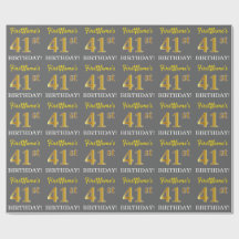 Gray, Imitation Gold Look "41. BIRTHDAY"