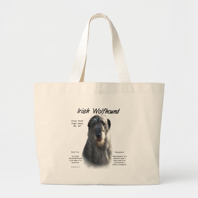 Gray Irish Wolfhound History Jumbo Stoffbeutel (Vorne)