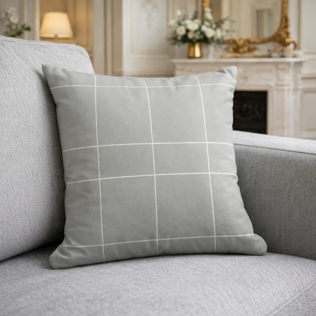Gray Ivory Neutrals Checked Modern Kissen (Von Creator hochgeladen)