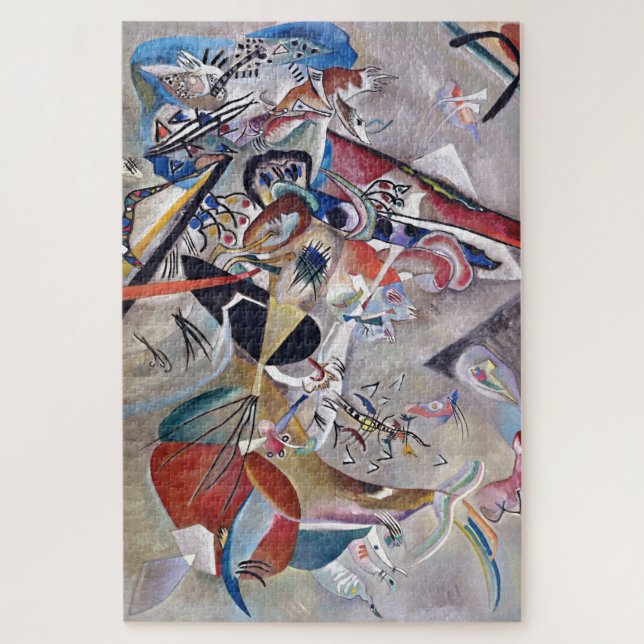 Gray Kandinsky Modernes Abstraktes Kunstwerk Puzzle (Vertikal)