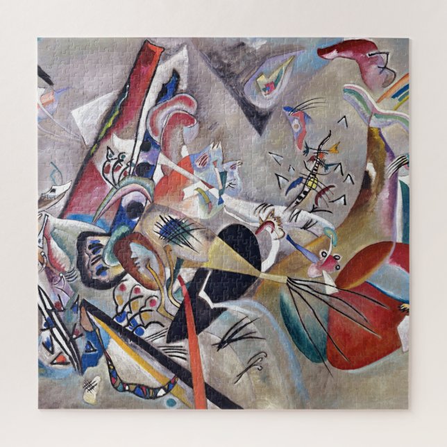 Gray Kandinsky Modernes Abstraktes Kunstwerk Puzzle (Vertikal)