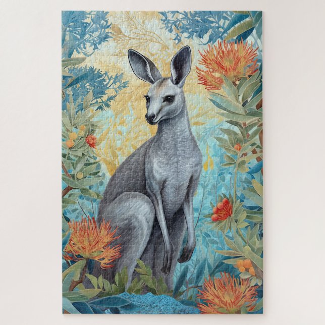 Gray Kangaroo in australischer Bush Puzzle (Vertikal)