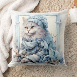 Gray Kitten Blue Viktorianisch Clothes Kissen