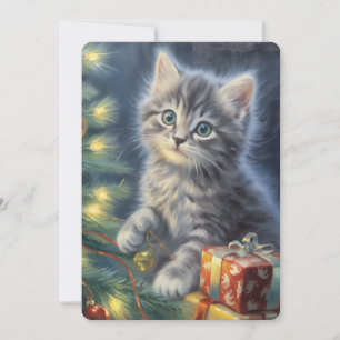 Gray Kitten Christmas Feiertagskarte