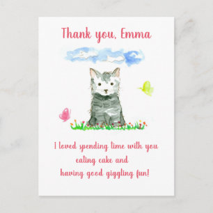 Gray Kitten Geburtstagsparty Individuelle Name Vie Postkarte