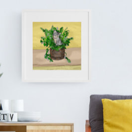 Gray Kitten in Eimer Catnip Poster