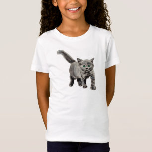 Gray Kitty Cat Kinder Niedliche T - Shirt Kohle ze