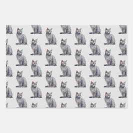 Gray Kitty Cats Geschenkpapier Set