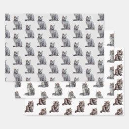 Gray Kitty Cats Geschenkpapier Set