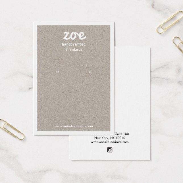 Gray Kraft Earring Display Card (Büro)